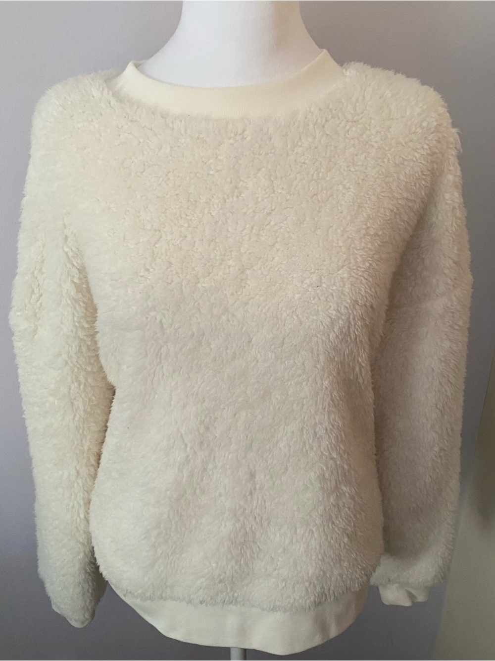 Secret Treasures Cream Plush Crewneck Sweater